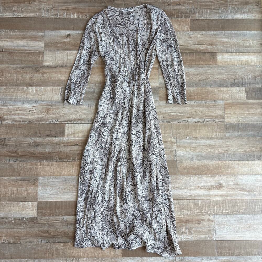 Reformation Jaz Python Snake Print Wrap Midi Dres… - image 2